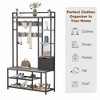 Hall Tree With Bench and Shoe Storage, Coat Rack Freestanding, 5-Tier Shelves, Fabric Storage Basket, Side Hooks - 4 of 4