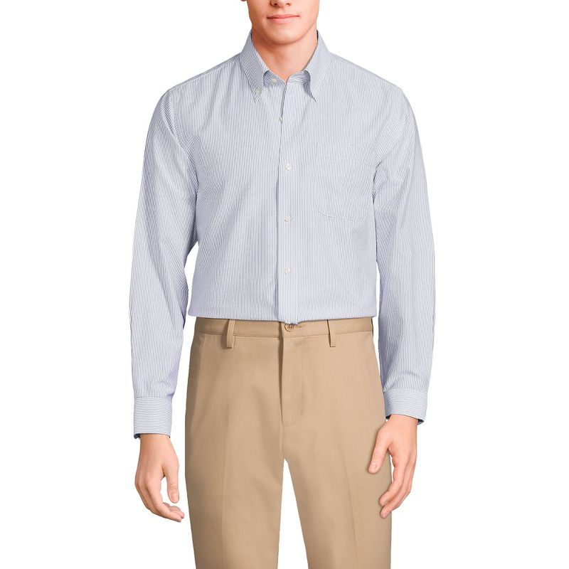 Lands' End Men's Big and Tall Traditional Fit Pattern No Iron Supima Oxford Dress Shirt, 3 of 4