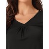 cheibear Women's Lounge Outfits Casual V-Neck Shorts Sleeves Tops with Shorts Pajama Sets - 4 of 4