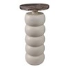 Tall End Table, Side Table, or Night Stand for Home - Stacked Ring Pedestal Base with Wood Top for Perfect Small Spaces - 2 of 4