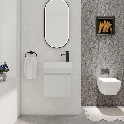 NicBex Floating Bathroom Vanity with Sink,Bathroom Sink Vanity with Soft-Close Cabinet Door,18 inch Bathroom Sink Cabinet,White/Gray/Oak/Teak