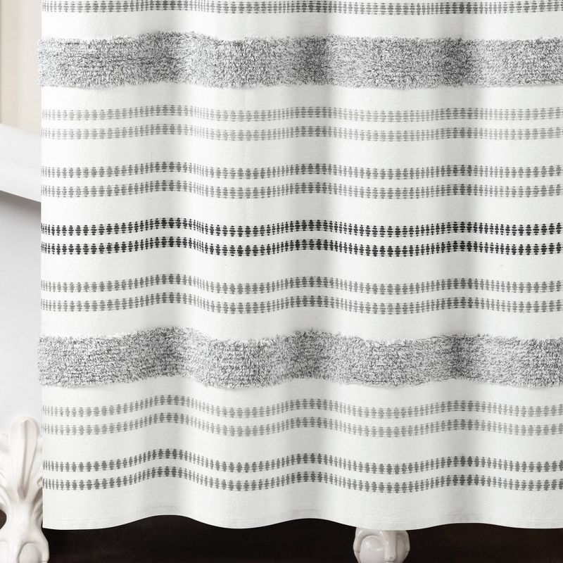 72&#34;x72&#34; Modern Tufted Striped Woven Yarn Dyed Eco Friendly Recycled Cotton Shower Curtain Gray - Lush D&#233;cor, 5 of 8