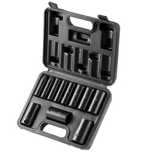 VEVOR 3/8" Drive Impact Socket Set, 11 Piece Deep Socket Set SAE 5/16"-1", 6 Point CR-V Alloy Steel for Auto Repair, Easy-to-Read Size Markings - 1 of 4