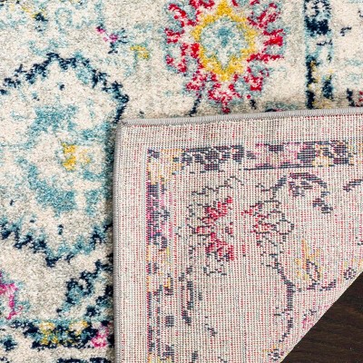 Light Grey and Fuchsia 8' x 10' Hand-knotted Synthetic Rug