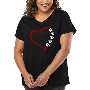 LA Pop Art Meow Heart - Women's Word Art V-Neck - 1 of 4