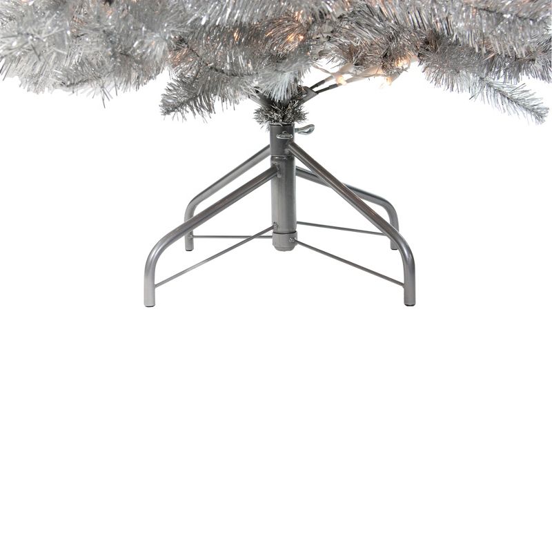 Northlight 6.5' Prelit Artificial Christmas Tree Silver Metallic Tinsel - Clear Lights, 5 of 7