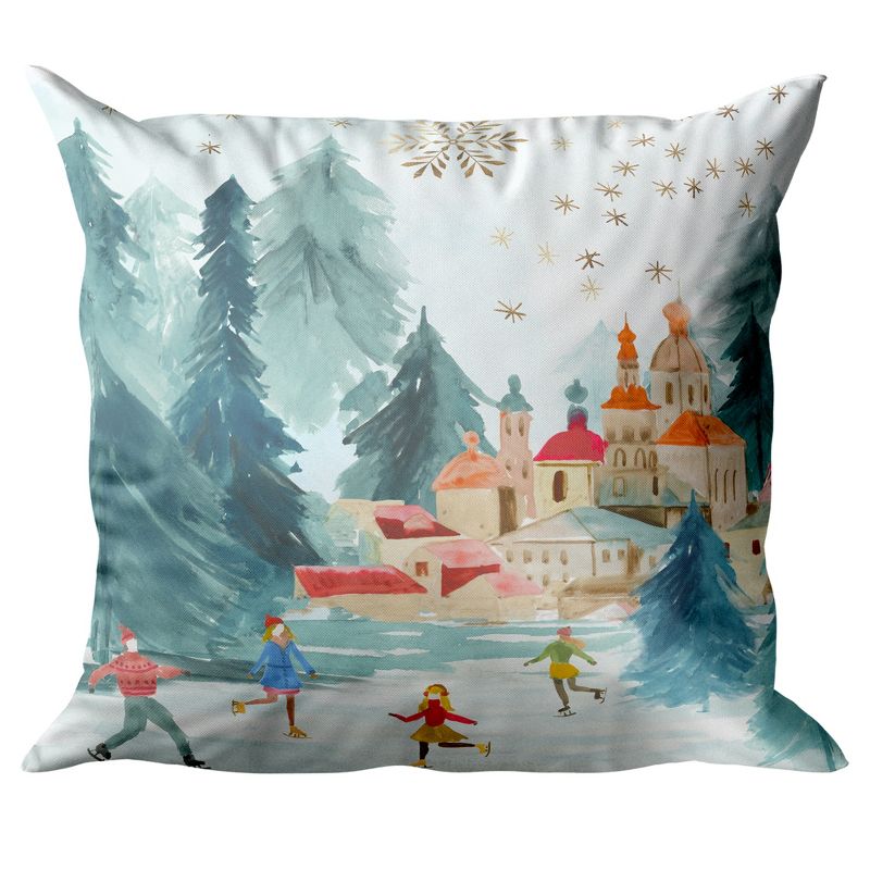 Skating Under The Stars by Pi Holiday Collection - Minimalist Throw Pillow, 3 of 12