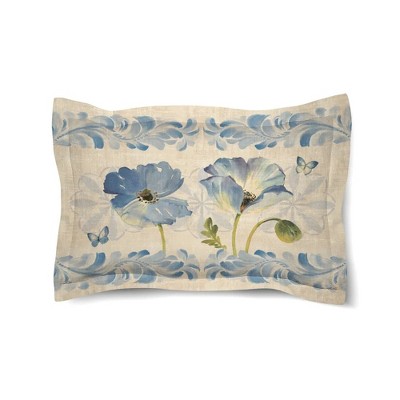 Laural Home Indigo Watercolor Poppies 20" x 26" Comforter Sham