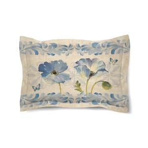 Laural Home Indigo Watercolor Poppies 20" x 26" Comforter Sham - 1 of 1