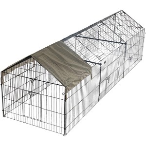 Metal Chicken Coop with Waterproof Cover, Chicken Run Pen for Yard, Outdoor Portable Hen House - 1 of 4