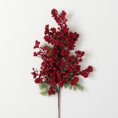 Artificial Cedar Berry Stem Red 30.5"H