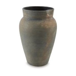 Signature Design by Ashley Brickmen 15" Ceramic Vase, Antique Gray Farmhouse Decor - 1 of 4