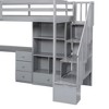 PAGED Twin Size Loft Bed with L-Shaped Desk Modern Pine Bed Frame with Drawers and Storage Stairs for Bedroom - 3 of 4