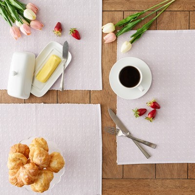 Lavender Fog Cotton Ribbed Dobby Dots Placemat Set