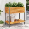 vidaXL Garden Planter with Shelf - Solid Acacia Wood and Steel, 31.5"x17.7"x31.5", Outdoor/Indoor Flower Box, Weather-Resistant, Brown - 2 of 4