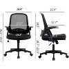 Office Desk Computer Gaming Ergonomic Chair with Lumbar Back Support Adjustable Height Swivel Wheels Flip-up Arms Mesh Chair for Home or Office - 4 of 4