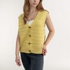 Anna-Kaci Women's Sleeveless Knit Button Down Vest with Ribbed Hem and Wooden Button Details - 2 of 3