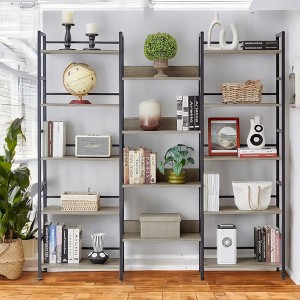 Alilang 69.30 Inch Industrial 3-Piece Bookshelf Set with Open Shelving and Metal Frame - Grey - 1 of 4