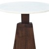Royal Hampton 16.5 Inch Side End Table with Round White Genuine Marble Top and Handcrafted Mango Wood Base - 4 of 4