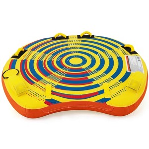 Costway Towable Tube for Boating 1 or 2 Person Inflatable Boat Tube for Youth & Adult Yellow - 1 of 4