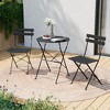 Yardgrace 3-Piece Steel Folding Bistro Set, Foldable Patio Furniture Set with Premium Frame, Outdoor Bistro Table - 2 of 4