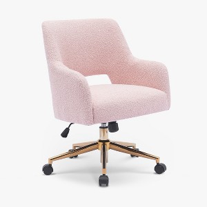 WestinTrends Genevieve Mid-Century Modern Swivel Office Chair With Wheels - 1 of 4