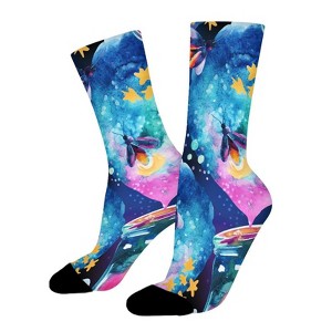 Firefly Bug Women Printed Crew Socks Funny Funky Socks Soft Polyester Novelty Gifts for Artists Men - 1 of 1