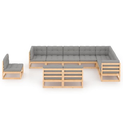 vidaXL Patio Dining Set Outdoor Dining Set Chair with Cushions for Garden - Natural With Cushions
