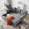 MAYEERTY 77.6" Reversible Sectional Sleeper Sofa - Pull-Out Full Size Bed, Hidden Storage, Velvet Upholstery - 2 of 4