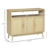 47.25" Particleboard & Pine Wood Boho Sideboard Buffet Cabinet with Rattan Doors and Adjustable Shelves for Dining Room, Kitchen or Entryway - 3 of 4