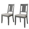 ChaletPosh Wooden Dining Chair With Warm Grey Cover (Set of 2) - 2 of 4