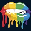 Adult Design By Humans Pride Vampire Melting Rainbow Lips By turtledojo T-Shirt - 2 of 2