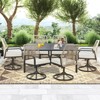 EROMMY 7pcs All-Weather Outdoor Dining Set, 6 PE Woven Rattan Swivel Chairs with UV-Resistant Cushions & Powder-Coated Steel Slat Table - 2 of 4