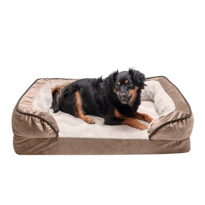FurHaven Velvet Waves Perfect Comfort Cooling Gel Top Memory Foam Sofa Dog Bed