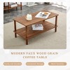 Modern 2-Tier Coffee Table for Living Room Furniture, Center Table with Open Storage Shelf, Rounded Rubberwood legs - image 3 of 4