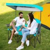 Gymax Double Folding Camping Chairs W/ Carrying Bag Outdoor 2-Seat Picnic Chair W/ Adjustable & Detachable Canopy Portable & Foldable Loveseat - 2 of 4