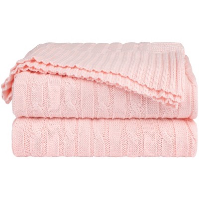 Piccocasa 100% Cotton Cable Knit Throw Bed Blanket 1 Pc Millennial Pink  Throw (50 *60) : Target