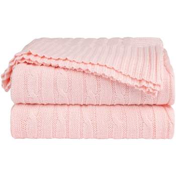 PiccoCasa 100% Cotton Cable Knit Throw Bed Blanket 1 Pc
