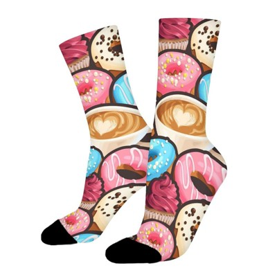 Various Delicious Doughnut Women Printed Crew Socks Funny Funky Socks Soft Polyester Novelty Gifts for Artists Men