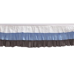  Bacati - 3 Layer Ruffled Crib/Toddler Bed Skirt - White/Blue/Gray - 1 of 4