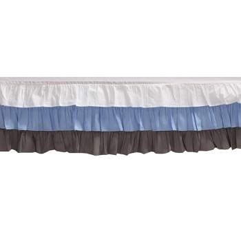  Bacati - 3 Layer Ruffled Crib/Toddler Bed Skirt - White/Blue/Gray