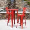 Emma and Oliver Commercial Grade 24" Round Metal Indoor-Outdoor Bar Table Set with 2 Cafe Stools - 2 of 4