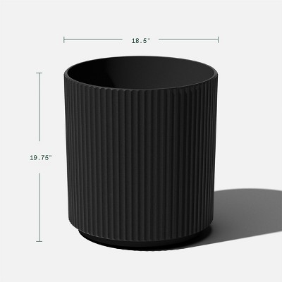 Black 20" Plastic-Stone Round Planter for Indoor/Outdoor