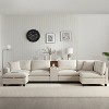 Whisen Modern Chenille 4-seat Sectional Sofa with Ottoman, L-Shaped Cloud Couch Set with Throw Pillows - 3 of 4