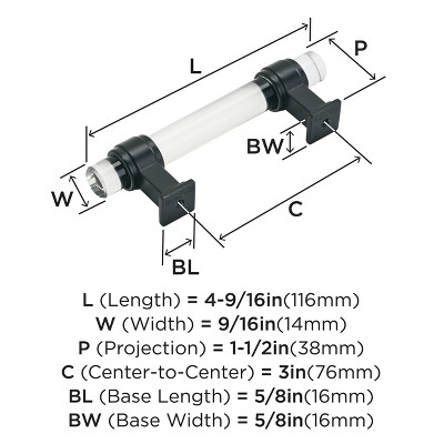 Amerock Glacio 3" Clear and Black Bronze Cabinet Pull
