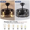 Kviflon 18 Inch Caged Ceiling Fan with Light and Remote,8 Blades,2 Downrod Industrial Style,for Dining Room,Kitchen,Bedroom - 4 of 4
