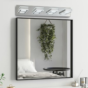 26" Modern Chrome 4-Light LED Vanity Light, Square Acrylic Lampshades Wall Mount Fixture for Bathroom, Mirror Lighting - 1 of 4