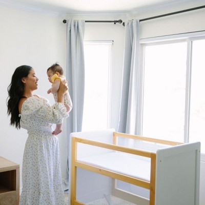 Beech and White Mesh Mini Crib with Waterproof Mattress