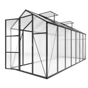 Gulches 6x14 FT Raised Base Polycarbonate Greenhouse Heavy Duty Aluminum Walk in Windproof All Season with Anchor Drainage Outdoor Backyard Black - 1 of 4