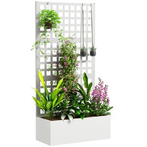 Outsunny Metal Planter Box with Trellis, Drain Holes - 1 of 4